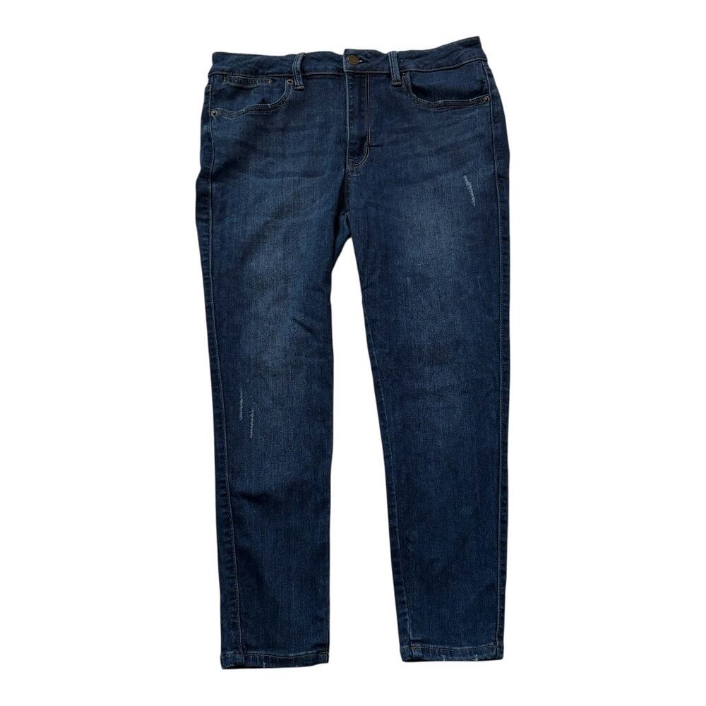 Just USA 12P Petite Jeans - Mid-Rise Straight Leg Subtle Distress Classic Grunge